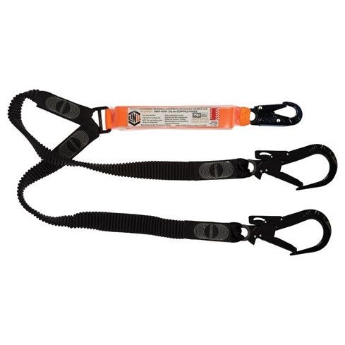 LINQ Elite Double Leg Elasticated Lanyard with Hardware SN & ST X2 (WLE2SNST) Double Elasticated Lanyard, signprice LINQ - Ace Workwear