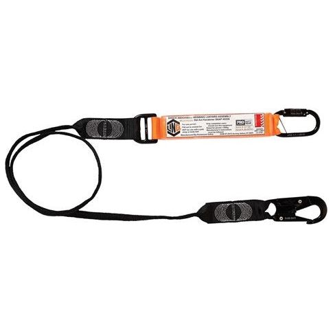 LINQ Elite Single Leg Shock Absorbing Webbing Lanyard with Hardware KD & SN (WLO1KDSN) signprice, Single Webbing Lanyard LINQ - Ace Workwear