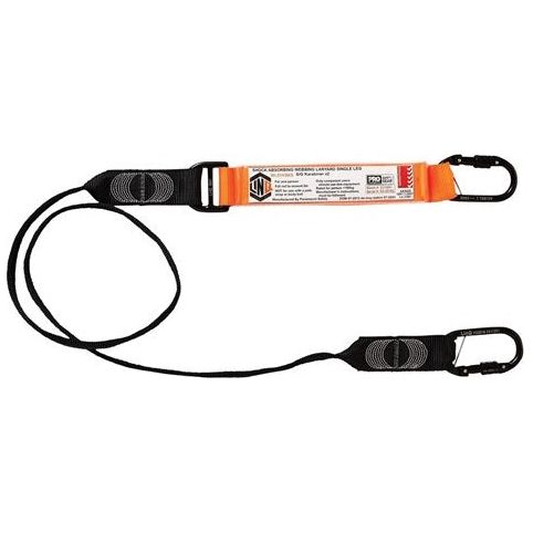 LINQ Elite Single Leg Shock Absorbing Webbing Lanyard with Hardware KS X2 (WLO1KSKS) signprice, Single Webbing Lanyard LINQ - Ace Workwear