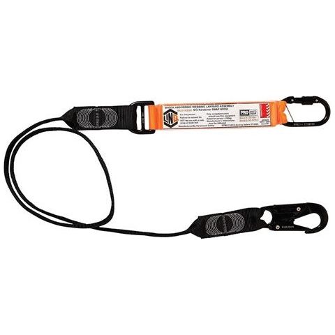 LINQ Elite Single Leg Shock Absorbing Webbing Lanyard with Hardware KS & SN (WLO1KSSN) signprice, Single Webbing Lanyard LINQ - Ace Workwear