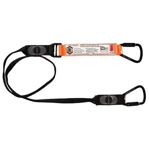 LINQ Elite Single Leg Shock Absorbing Webbing Lanyard with Hardware KT X2 (WLO1KTKT) signprice, Single Webbing Lanyard LINQ - Ace Workwear