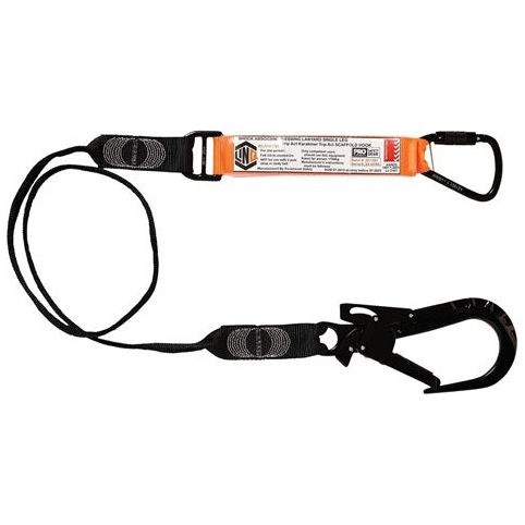 LINQ Elite Single Leg Shock Absorbing Webbing Lanyard with Hardware KT & ST (WLO1KTST) signprice, Single Webbing Lanyard LINQ - Ace Workwear