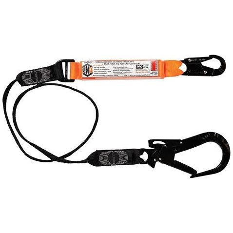 LINQ Elite Single Leg Shock Absorbing Webbing Lanyard with Hardware SN & ST (WLO1SNST) signprice, Single Webbing Lanyard LINQ - Ace Workwear