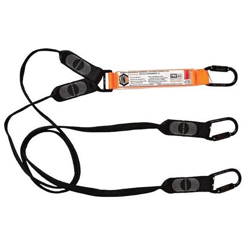 LINQ Elite Double Leg Shock Absorbing Webbing Lanyard with Hardware KD X3 (WLO2KDKD) Double Webbing Lanyard, signprice LINQ - Ace Workwear