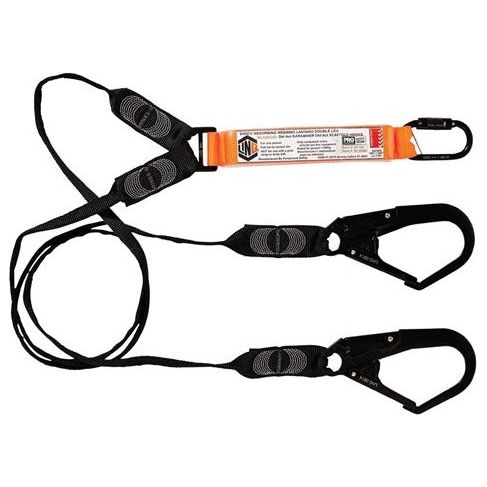 LINQ Elite Double Leg Shock Absorbing Webbing Lanyard with Hardware KD & SD X2 (WLO2KDSD) Double Webbing Lanyard, signprice LINQ - Ace Workwear