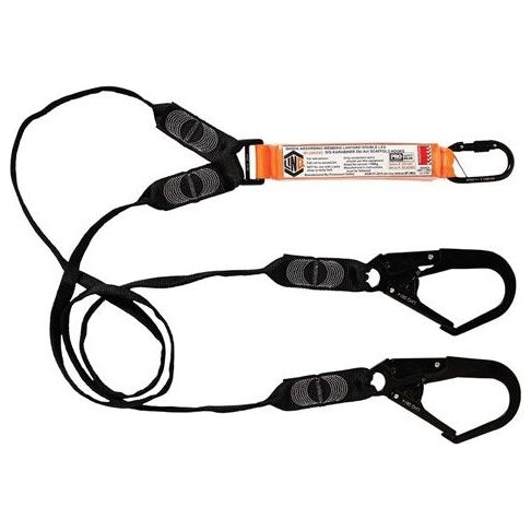 LINQ Elite Double Leg Shock Absorbing Webbing Lanyard with Hardware KS & SD X2 (WLO2KSSD) Double Webbing Lanyard, signprice LINQ - Ace Workwear