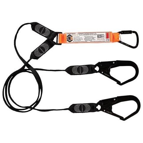 LINQ Elite Double Leg Shock Absorbing Webbing Lanyard with Hardware KT & SD X2 (WLO2KTSD) Double Webbing Lanyard, signprice LINQ - Ace Workwear