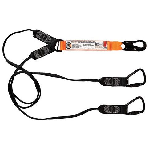 LINQ Elite Double Leg Shock Absorbing Webbing Lanyard with Hardware SN & KT X2 (WLO2SNKT) Double Webbing Lanyard, signprice LINQ - Ace Workwear