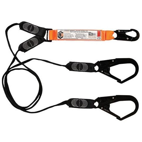 LINQ Elite Double Leg Shock Absorbing Webbing Lanyard with Hardware SN & SD X2 (WLO2SNSD) Double Webbing Lanyard, signprice LINQ - Ace Workwear