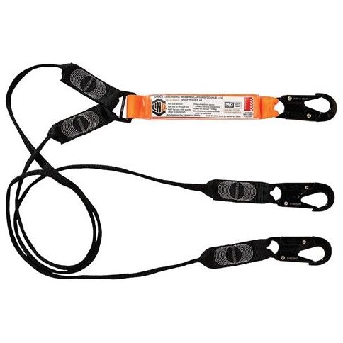 LINQ Elite Double Leg Shock Absorbing Webbing Lanyard with Hardware SN X3 (WLO2SNSN) Double Webbing Lanyard, signprice LINQ - Ace Workwear