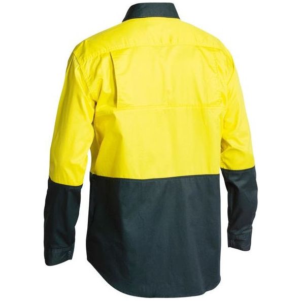 Bisley Two Tone Hi Vis Cool Lightweight Mesh Ventilated Long Sleeve Drill Shirt (BS6895) - Ace Workwear