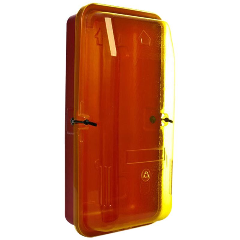 9.0kg Plastic Extinguisher Cabinet w/Yellow Transparent Front Cover (340mm x 220mm x 690mm) Cabinets and Covers, signprice FFA - Ace Workwear