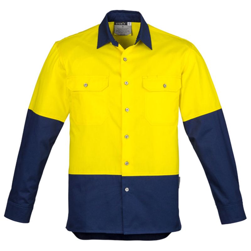 Mens Hi Vis Spliced Industrial Shirt (ZW122) - Ace Workwear (1285703008300)