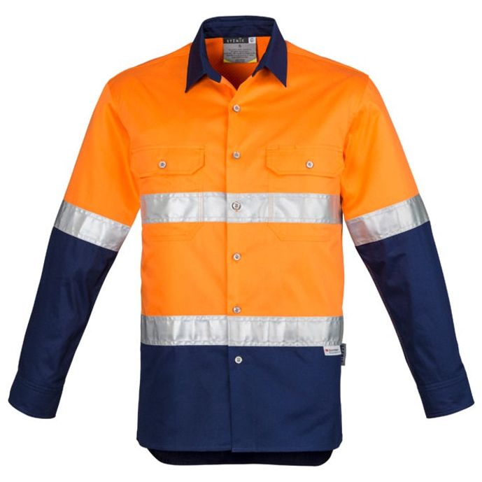 Syzmik Mens Hi Vis Spliced Industrial Shirt - Hoop Taped (ZW123) - Ace Workwear (4406555967622)