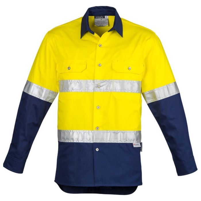 Syzmik Mens Hi Vis Spliced Industrial Shirt - Hoop Taped (ZW123) - Ace Workwear (4406555967622)