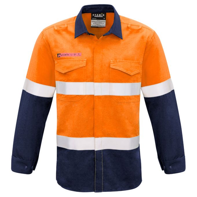 Syzmik Mens Hi Vis FR Hooped Taped Spliced Shirt - Ace Workwear (4040544813100)