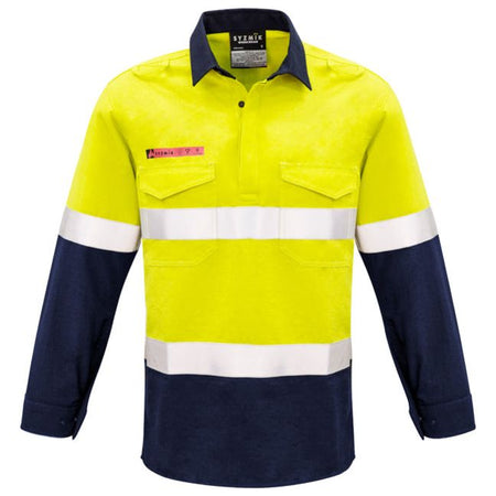 Syzmik Mens Hi Vis FR Closed Front Hooped Taped Spliced Shirt - Ace Workwear (4040570765356)