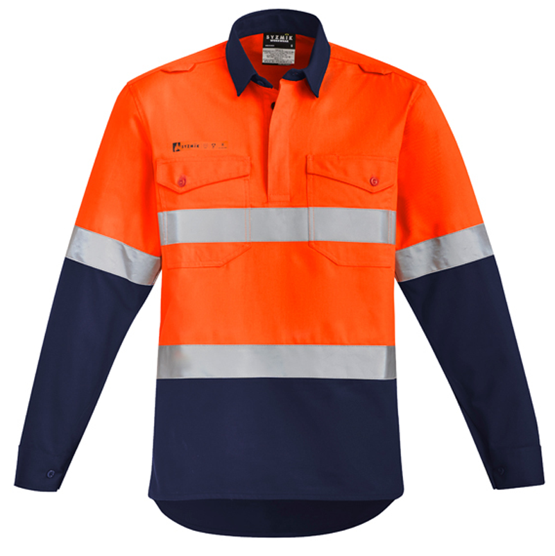 Syzmik Mens Orange Flame HRC 2 Hoop Taped Closed Front Spliced Shirt - Ace Workwear (1247176818732)