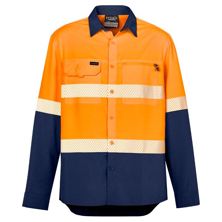 Syzmik Mens Hi Vis Outdoor Segmented Tape L/S Shirt (ZW470) (5212054618246)