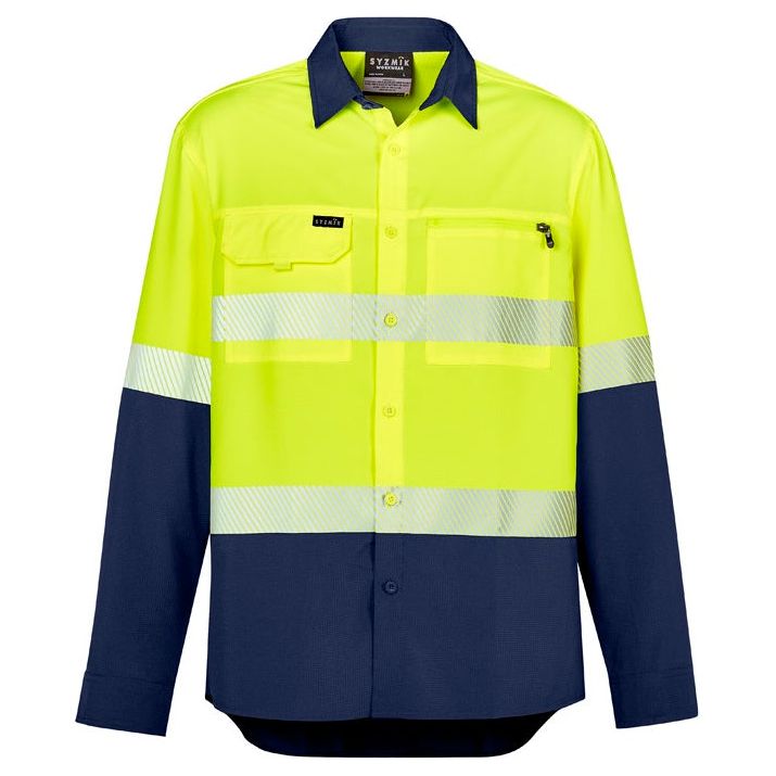 Syzmik Mens Hi Vis Outdoor Segmented Tape L/S Shirt (ZW470) (5212054618246)