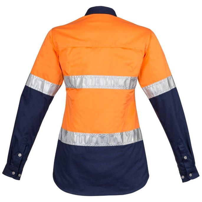 Syzmik Womens Hi Vis Spliced Industrial Shirt - Hoop Taped (ZWL123) - Ace Workwear