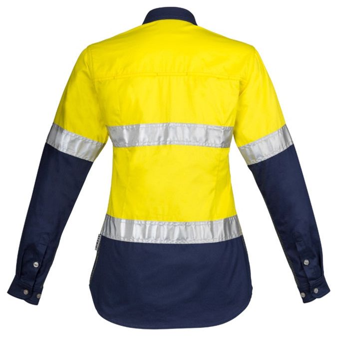 Syzmik Womens Hi Vis Spliced Industrial Shirt - Hoop Taped (ZWL123) - Ace Workwear