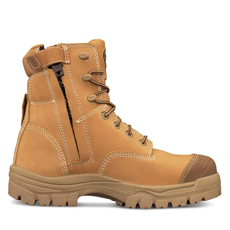 Oliver 150mm Wheat Zip Sided Lace Up Steel Cap Safety Boot With Scuff Cap (45-632Z) (Pre Order)