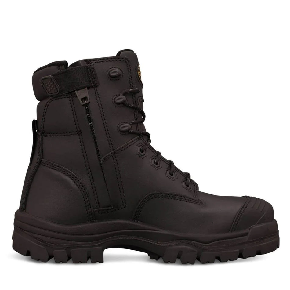 Oliver 150mm Black Zip Sided Lace Up Steel Cap Safety Boot With Scuff Cap (45-645Z) (Pre Order)