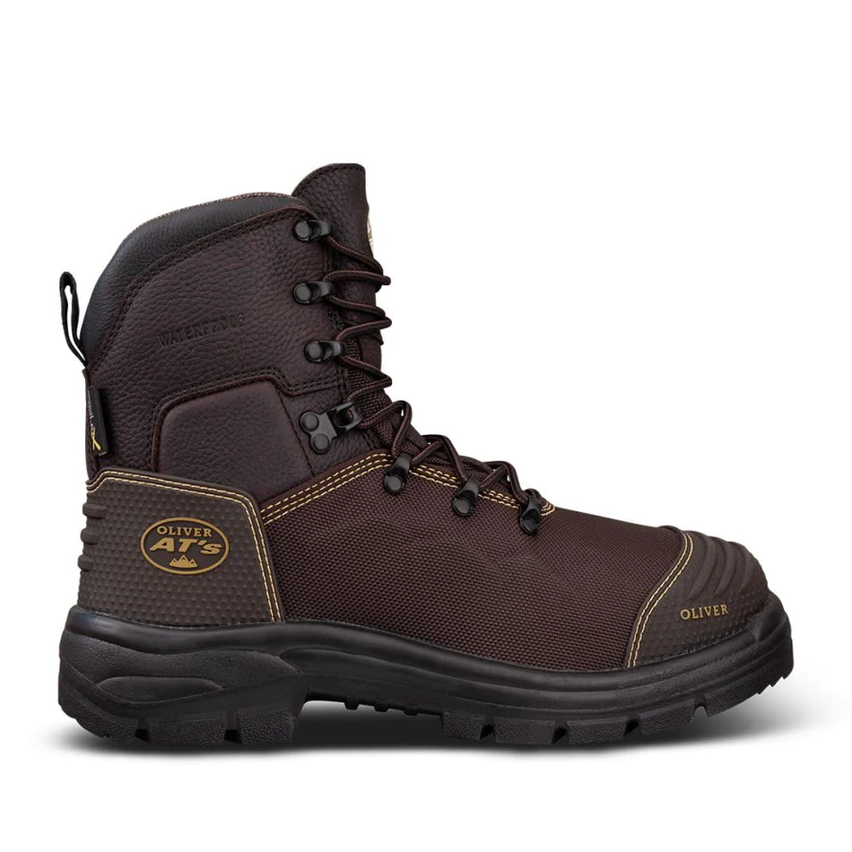 Oliver 150mm Brown Lace Up Steel Cap Safety Boot With Scuff Cap (65-490) (Pre Order)