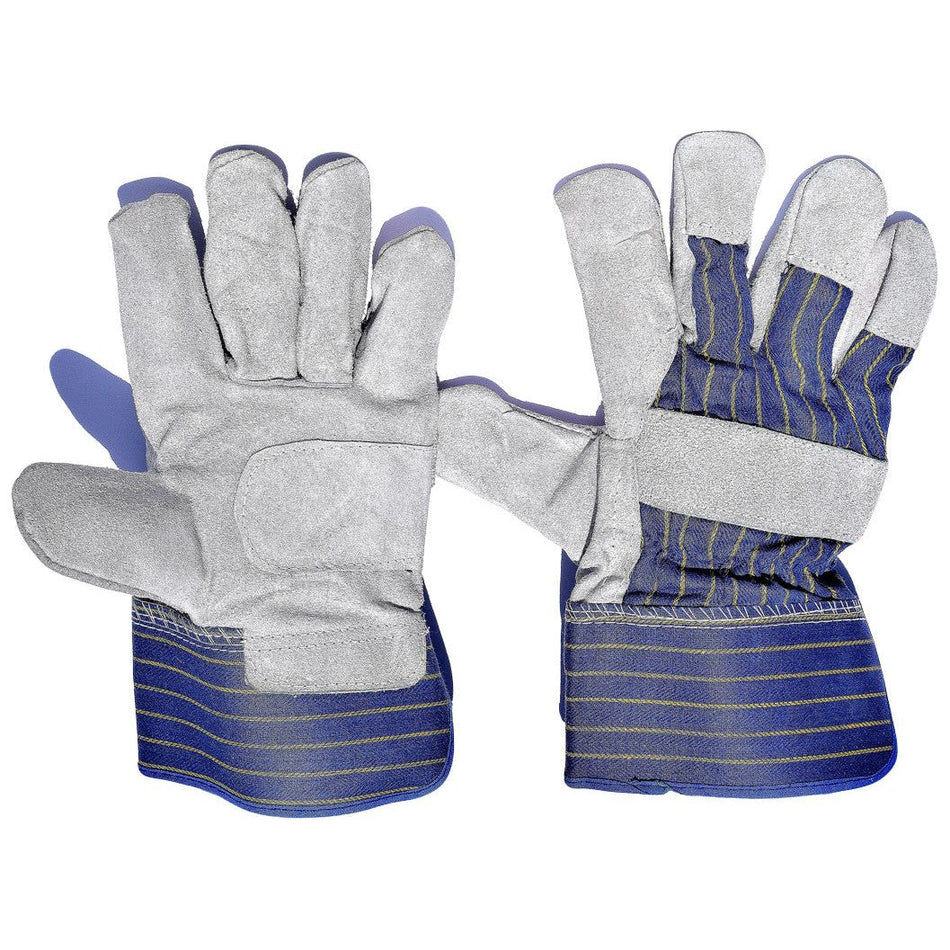 Blue Candy Stripe Leather Gloves - Pack (12 Pairs) Leather Gloves Ace Workwear - Ace Workwear