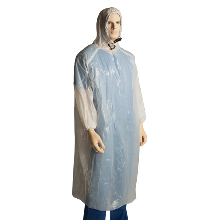 Polyethylene Poncho With Hood - Carton (200pcs) Disposable Ponchos Bastion - Ace Workwear