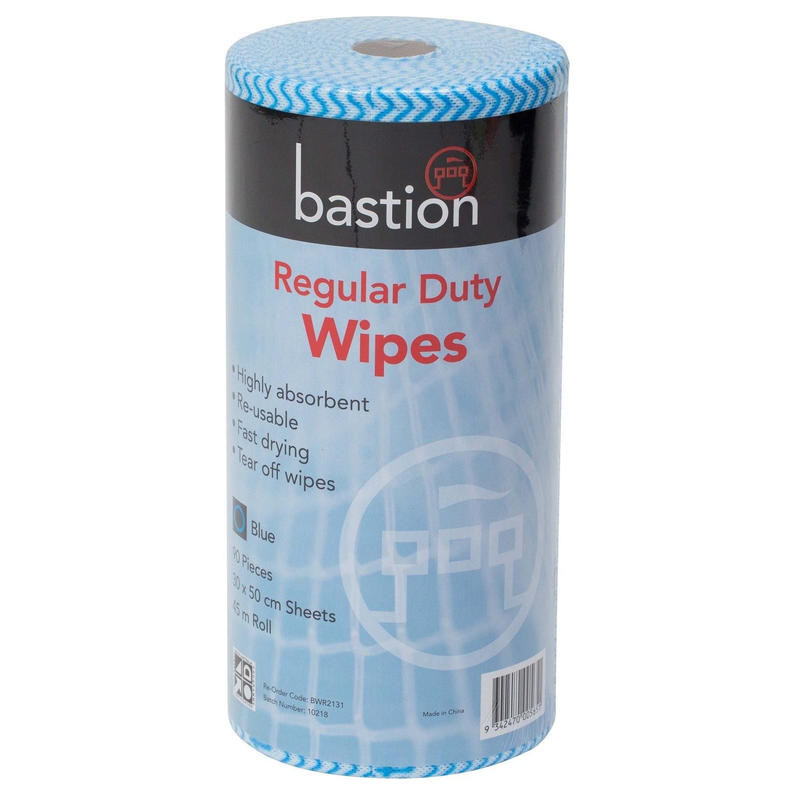 Regular Duty Wipes 45m Roll - Carton (6 Rolls) Regular Duty Wipes Bastion - Ace Workwear