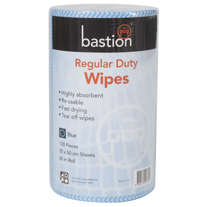 Regular Duty Wipes, 65m Roll - Carton (4 Rolls) Regular Duty Wipes Bastion - Ace Workwear