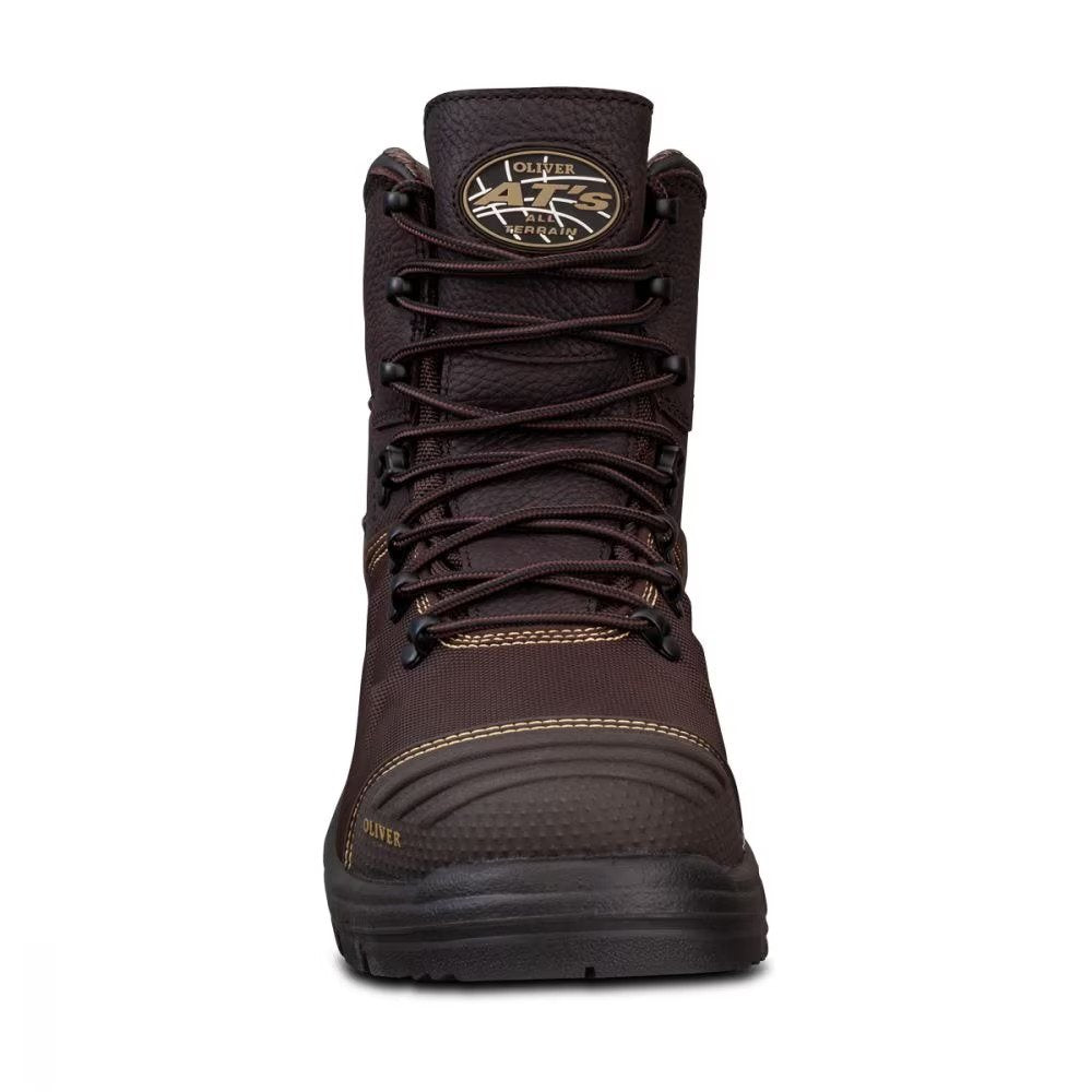 Oliver 150mm Brown Lace Up Steel Cap Safety Boot With Scuff Cap (65-490) (Pre Order) - Ace Workwear