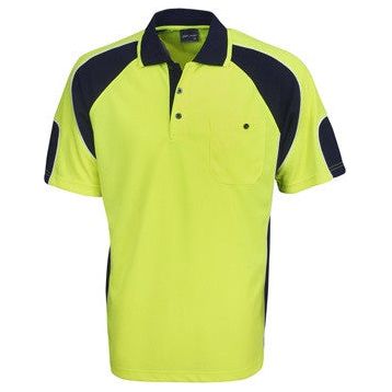 Hi Vis Micro Mesh Side Panel Polo Short Sleeve (P87) Hi Vis Polo With Designs Blue Whale - Ace Workwear