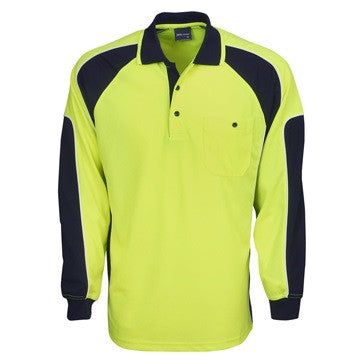 Hi Vis Micro Mesh Side Panel Polo Long Sleeve (P86) Hi Vis Polo With Designs Blue Whale - Ace Workwear