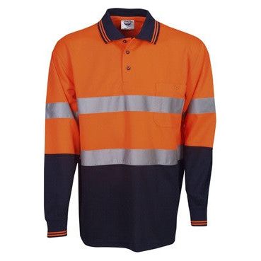 Hi Vis Micro Mesh Polo with Reflective Tape Long Sleeve (P91) Hi Vis Polo With Tape Blue Whale - Ace Workwear