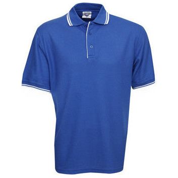 Pique Mens Polo with Striped Collar and Cuff (P51) Plain Polos, signprice Blue Whale - Ace Workwear