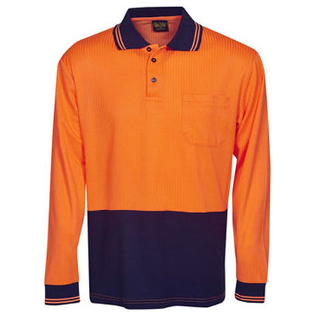 Hi Vis Drop Needle Cotton Back Polo Long Sleeve (P71) Hi Vis Plain Polo Blue Whale - Ace Workwear