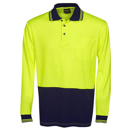 Hi Vis Drop Needle Cotton Back Polo Long Sleeve (P71) Hi Vis Plain Polo Blue Whale - Ace Workwear