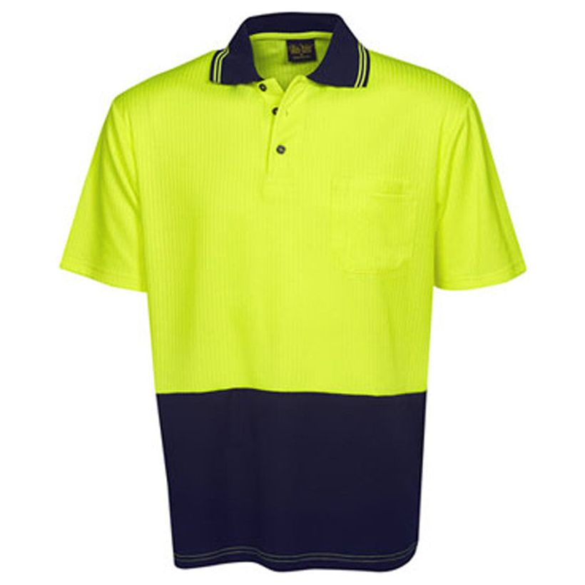 Hi Vis Drop Needle Cotton Back Polo Short Sleeve (P72) Hi Vis Plain Polo Blue Whale - Ace Workwear