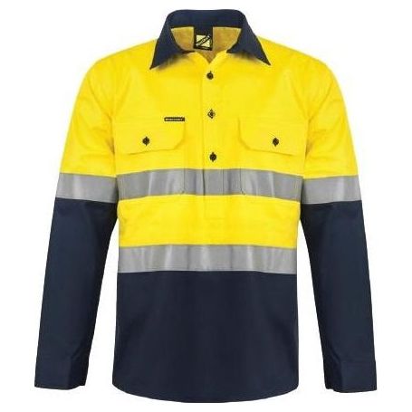 Workcraft Lightweight Hi Vis Two Tone Long Sleeve Vented Cotton Drill Shirt with Csr Reflective Tape (WS6030) - Ace Workwear (4408759058566)