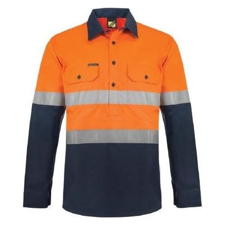 Workcraft Hi Vis Two Tone Half Placket Cotton Drill Shirt with Semi Gusset Sleeves And Csr Reflective Tape (WS6033) - Ace Workwear (4408756764806)