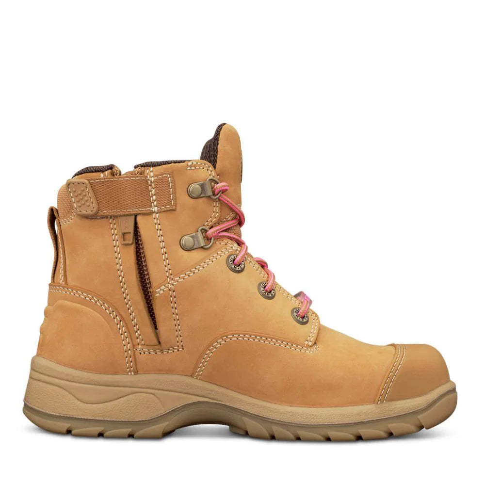 Oliver Womens Wheat Zip Sided Lace Up Steel Cap Safety Boot With Scuff Cap (49-432Z) (Pre Order) - Ace Workwear