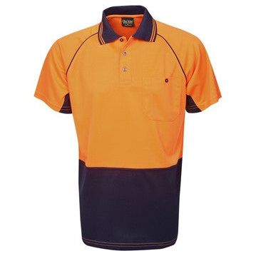 Hi Vis Raglan Sleeve Micro Mesh Polo Short Sleeve (P64) Hi Vis Polo With Designs Blue Whale - Ace Workwear