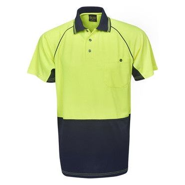 Hi Vis Raglan Sleeve Micro Mesh Polo Short Sleeve (P64) Hi Vis Polo With Designs Blue Whale - Ace Workwear