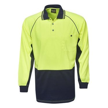 Hi Vis Raglan Sleeve Micro Mesh Polo Long Sleeve (P63) Hi Vis Polo With Designs Blue Whale - Ace Workwear