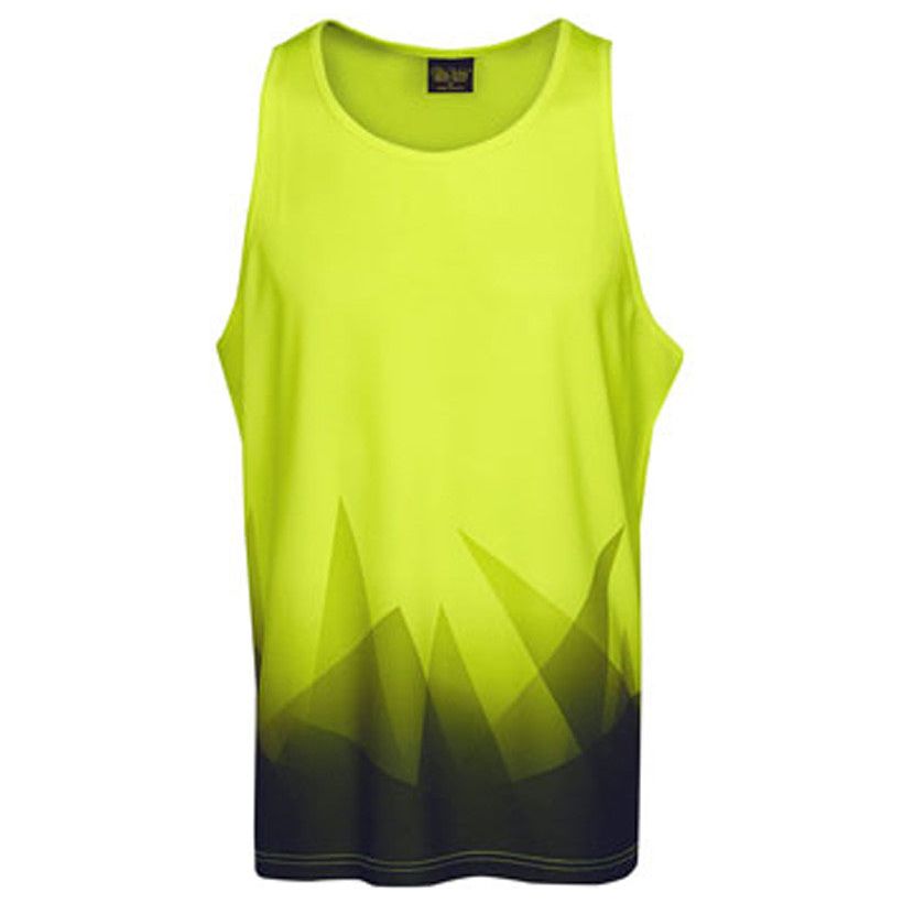 Hi Vis Singlet Triangular Design Sublimation Printed (S85) Hi Vis Tees & Singlet Blue Whale - Ace Workwear