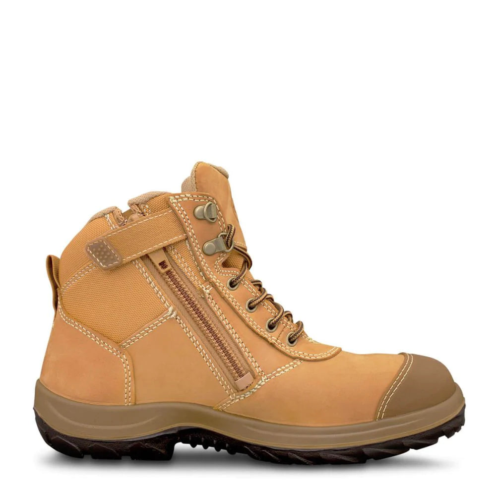 Oliver Wheat Zip Sided Lace Up Steel Cap Safety Boot With Scuff Cap (34-662) (Pre Order) - Ace Workwear