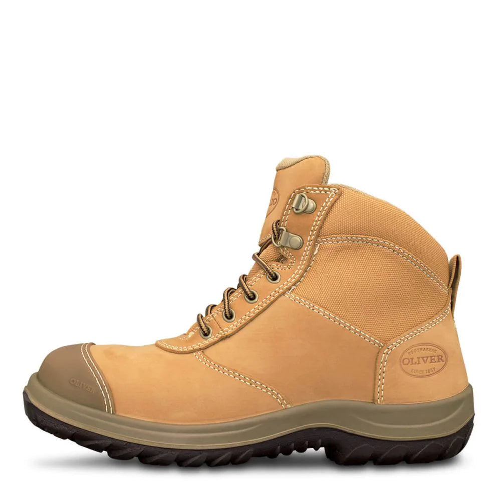 Oliver Wheat Zip Sided Lace Up Steel Cap Safety Boot With Scuff Cap (34-662) (Pre Order) - Ace Workwear